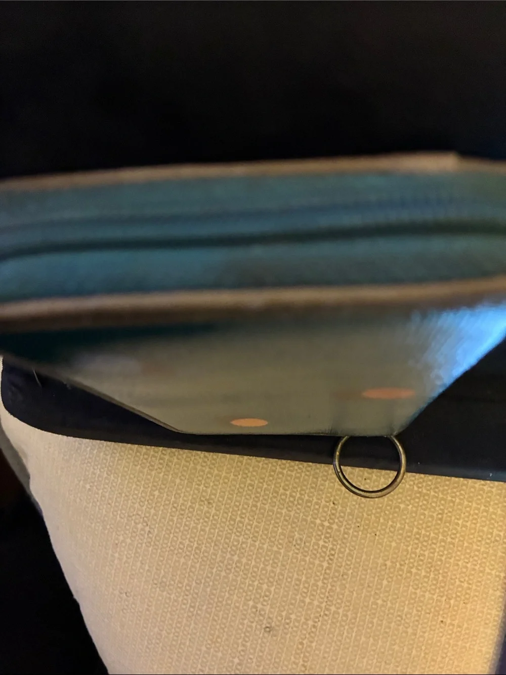Fossil Teal Polka Dot Wristlet Wallet with Key Ring-Coated Canvas